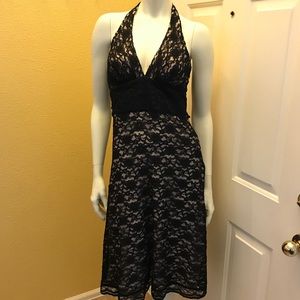 White House Black Market Black Lace Halter Dress